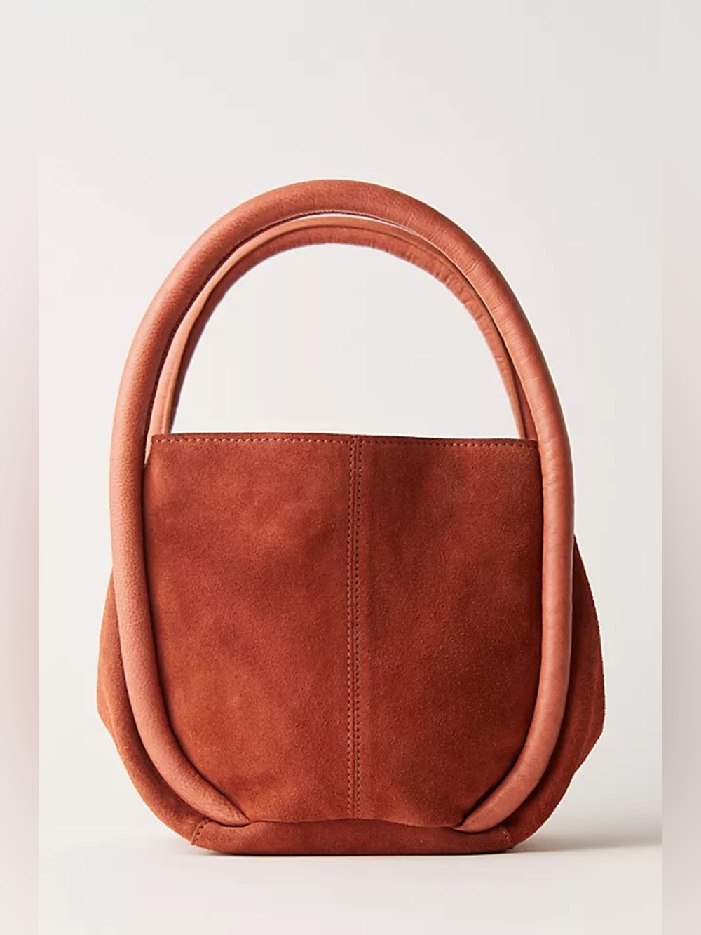 NWT new free people Barlow suede bucket bag tote rust orange brown